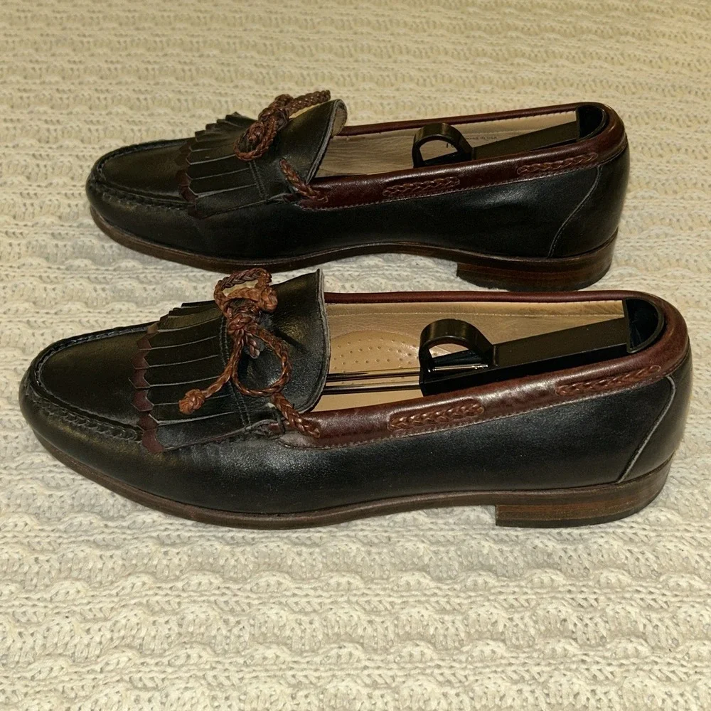 Allen Edmonds Woodstock Men's Kiltie Black And Brown Slip On Men's 10.5 E Tassle